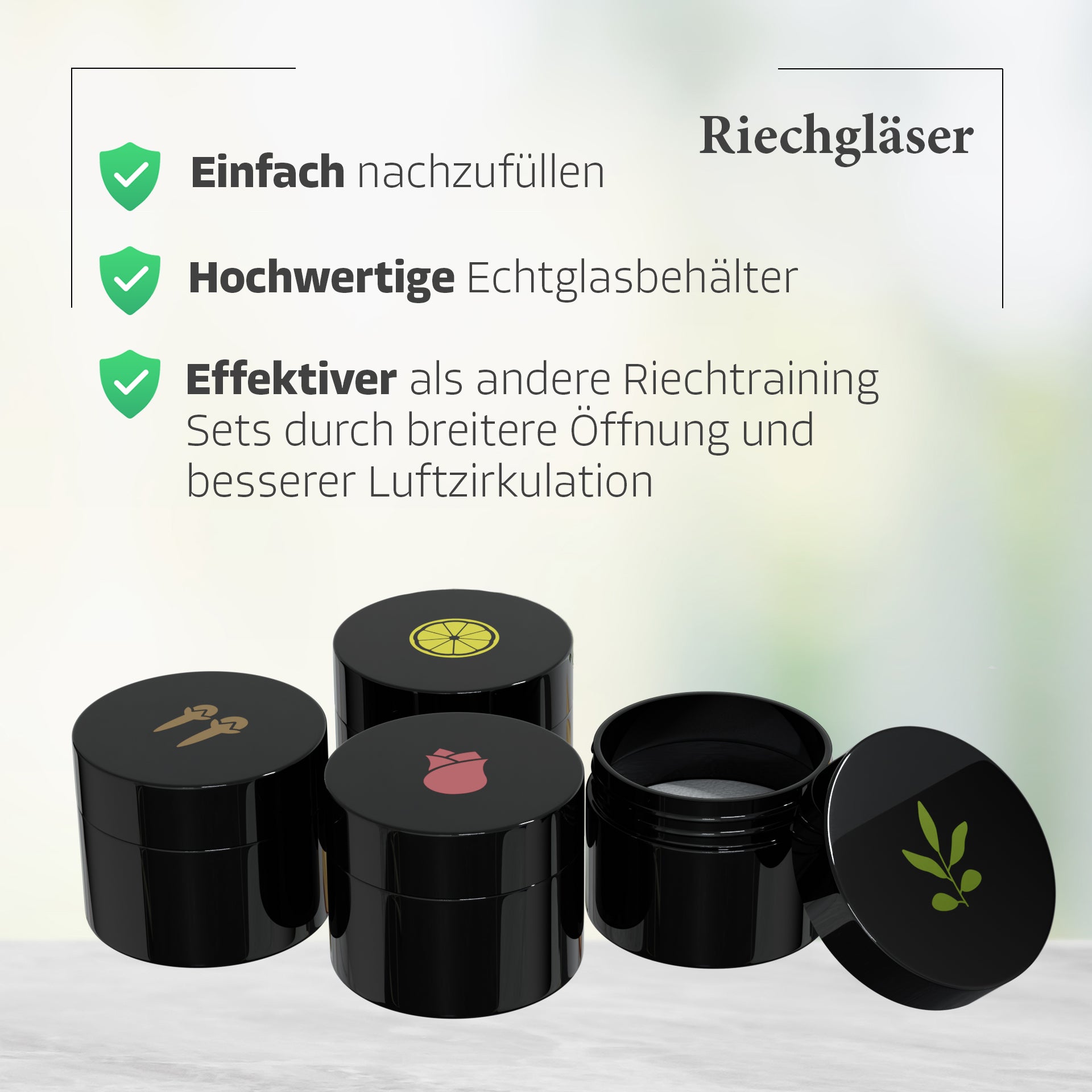 Riechtraining Set mit Riechgläsern